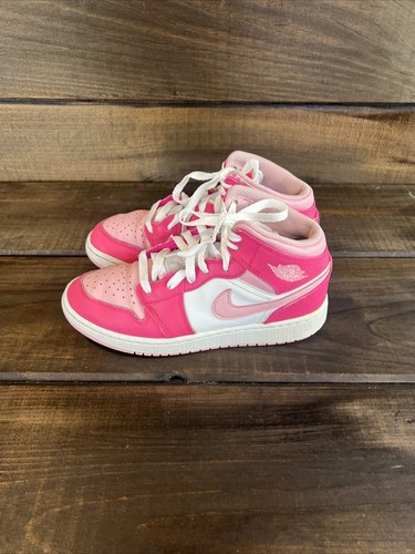 Nike Air Jordan 1 Mid GS Fierce Pink Barbie Sneakers Shoes GS Size 5 Y - Picture 4 of 11