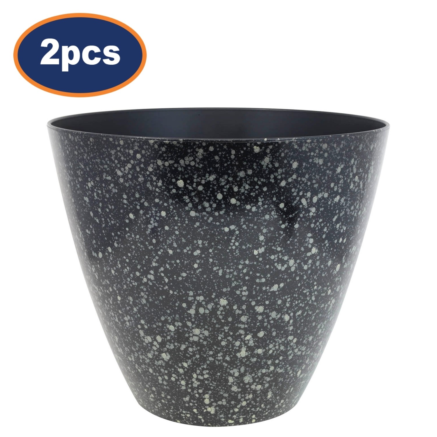 Flower Pot Savannah Planter Round Storm Grey Fusion Plastic Plant Home 30cm 2Pcs