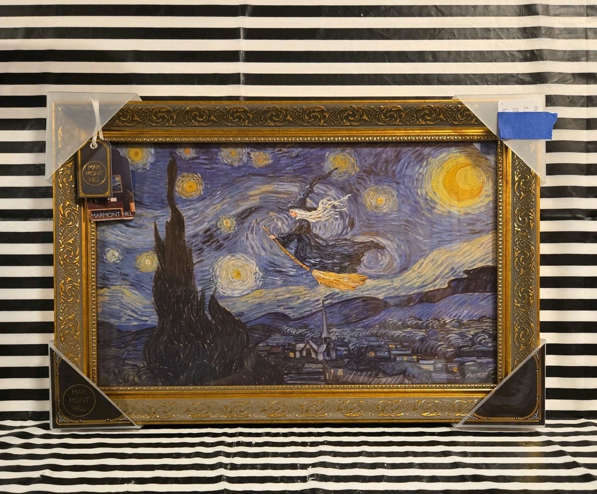 Marmont Hill Halloween Witch Starry Night VIncent Van Gogh Gold