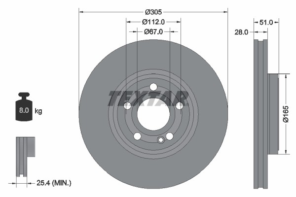 2X Textar 92323405 Bremsscheibe FüR Mercedes-Benz-image