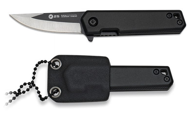 K25 Messer PENDANT POCKET NECKER Flipper 7Cr17MoV Stahl Kydexscheide
