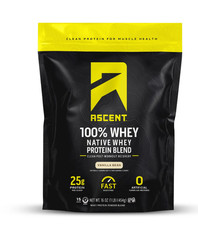 Ascent Native Whey Protein Powder Blend Vanilla Bean 1 lb High Protein Powder