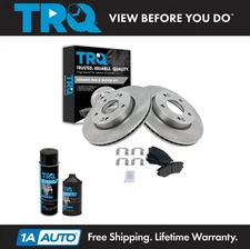 TRQ Front Ceramic Brake Pad & 2 s Rotor Kit w/Chemicals for 10-11 Kia Soul 1.6L
