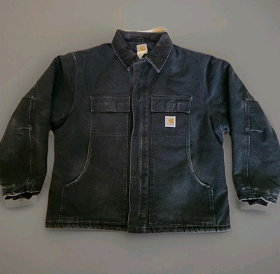 #ad #ad Vtg Carhartt Jacket Double Front Size 2XL Black Arctic Chore Coat C03 BLK $47.99