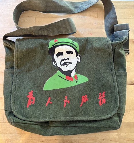 Obama Mao Canvas Shoulder Bag Serve the People Design Maobama Messenger Bag - Picture 2 of 11