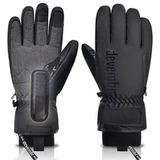 devembr Ski Gloves with Wrist Guards and Undercuff Design, Medium, Black