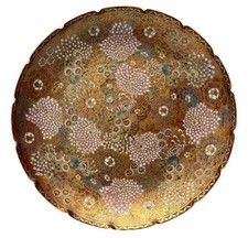 Antique Japanese Meiji Hand Painted Satsuma Thousand Flowers Plate Signed 9.84”