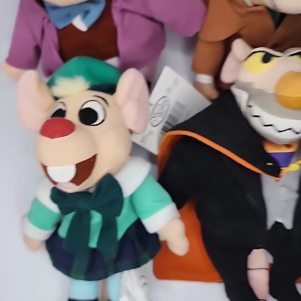 Disney Store The Great Mouse Detective Bolsa de Feijão de Pelúcia Conjunto Completo de 4 com Etiquetas - Imagem 2 de 4