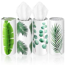 4 Pack Car Tissues Round Tube Tissues Box with Facial Tissue Bulk Boho Green ...