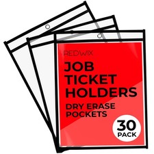 30 PCS 8.5x11 Inch Job Ticket Holders Clear Plastic Sleeves Dry Erase Pockets