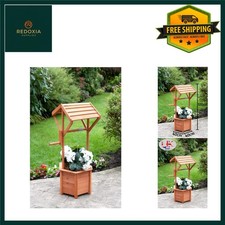 Charming Wishing Well Outdoor Garden Planter Wooden Display Feature 100x40x40cm