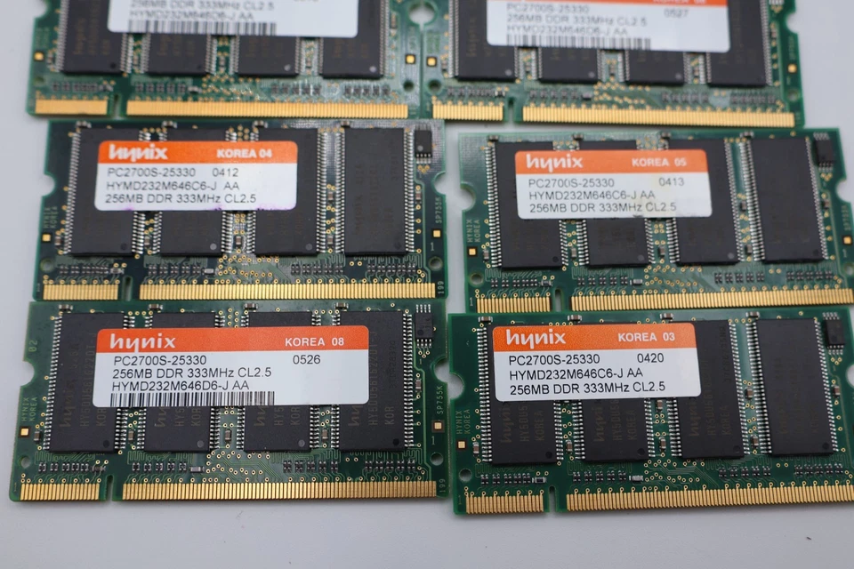9- Hynix 256MB DDR PC2700S-25330 333MHz CL2.5 HYMD512M646D6-J AAMemory RAM - Image 2 of 4
