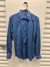 Robert Graham Blue Striped Dress Shirt Long Sleeve Button Front Men's 15.5 M