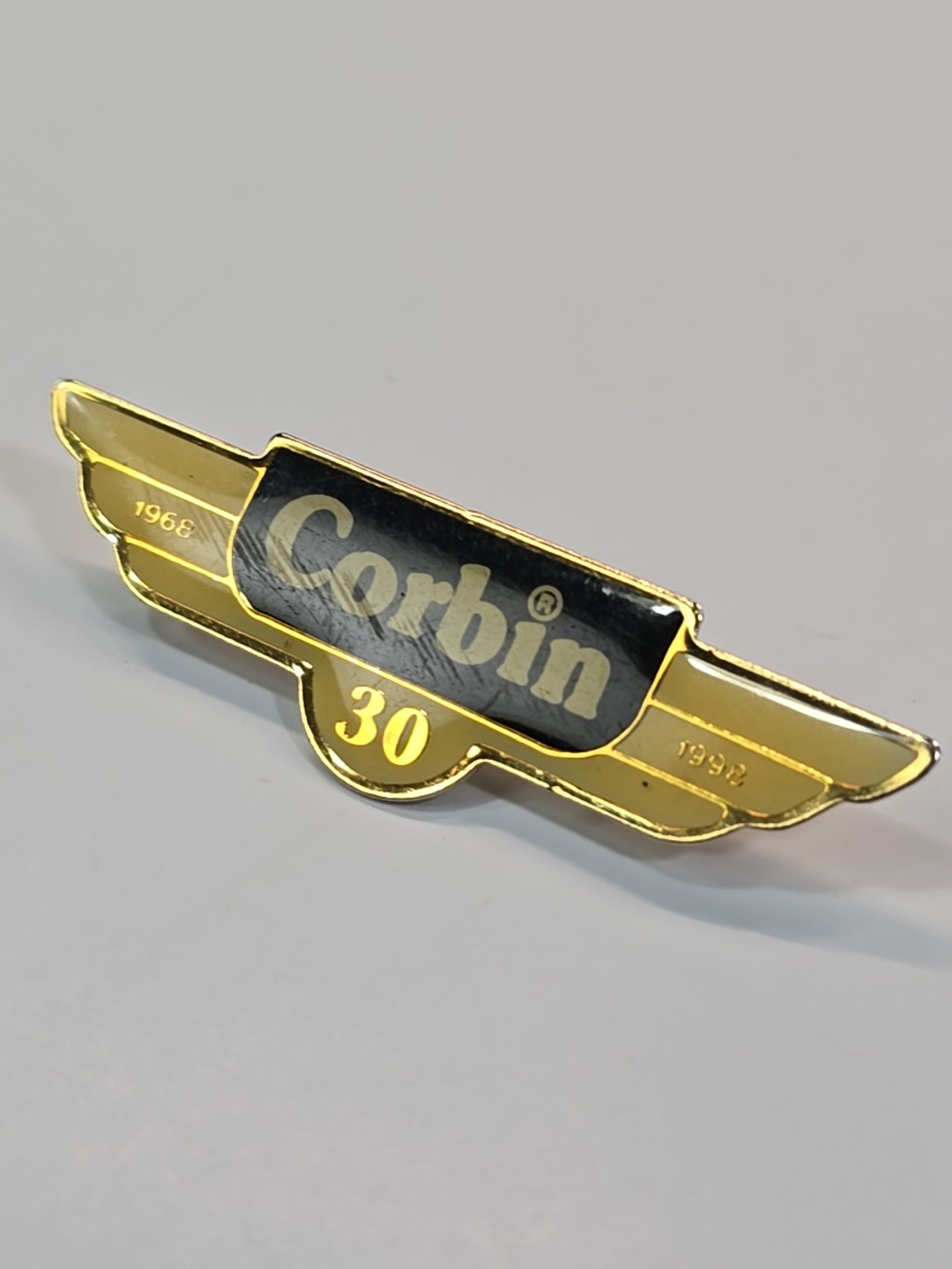 Corbin 30 Year Anniversary Souvenir Lapel Pin 1968-1998 Motorcycle Seats