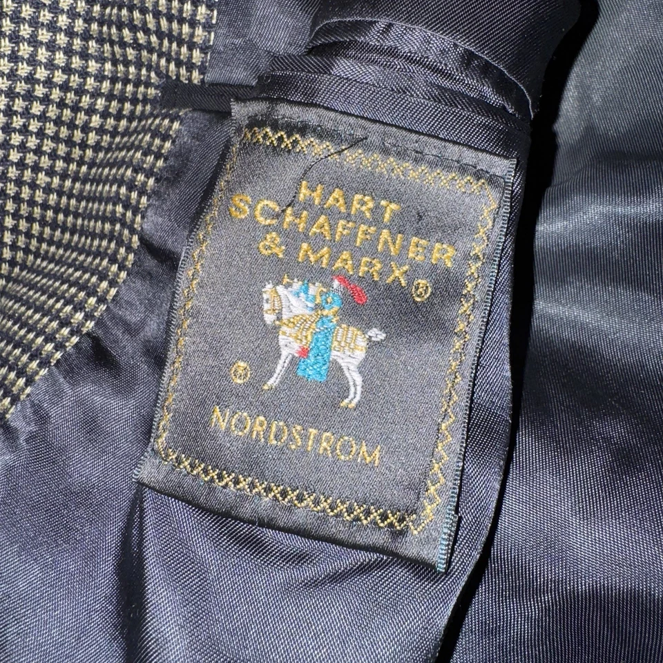 Abrigo Blazer De Colección Hart Schaffner Marx Nordstrom Para Hombres Pata de Gallo Lana Deportivo 40L Foto 4 de 4