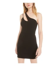 B DARLIN Womens Stretch Sleeveless Asymmetrical Neckline Short Body Con Dress