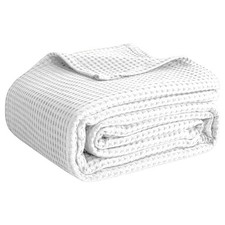 White King 90x108 Waffle Weave Blanket, 100 Cotton, Lightweight, Summer