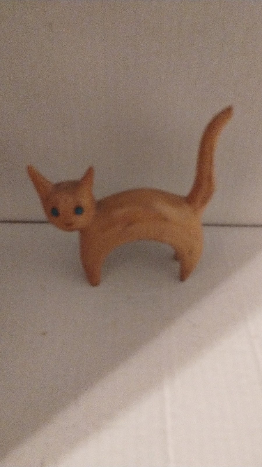 vintage hand carved wooden cat statue