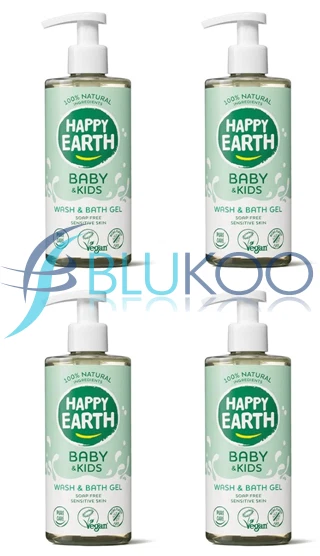 Happy Earth Soap-Free Wash & Bath Gel for Baby & Kids - (300ml each)(Pack of 4)