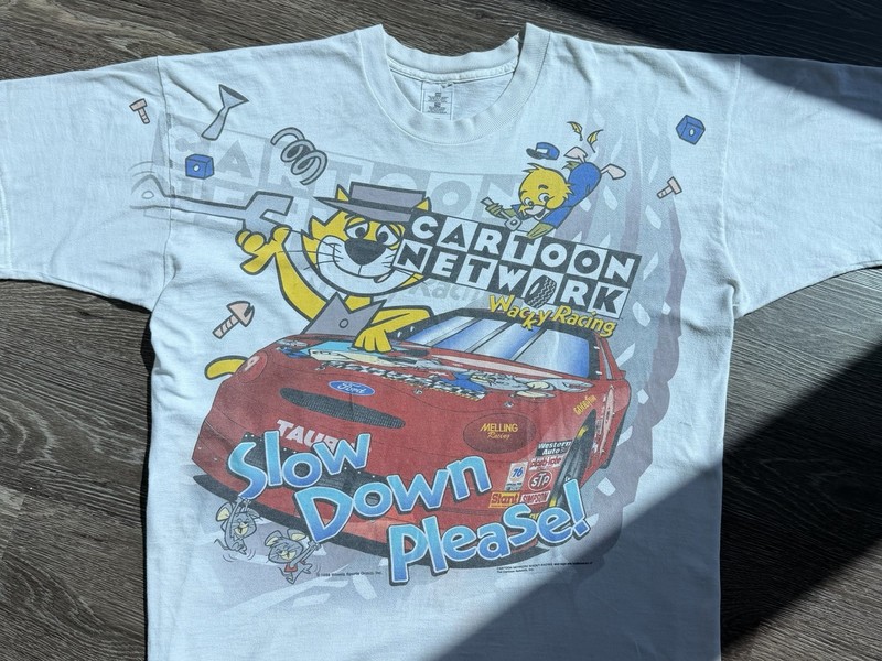 Vintage 1998 Cartoon Network Wacky Racing Nascar T Shirt All Over Print 2XL