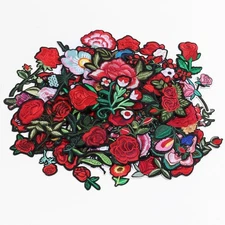 60Pcs Flower Embroidered Patches Random Assorted Styles Iron on Patches Rose Flo