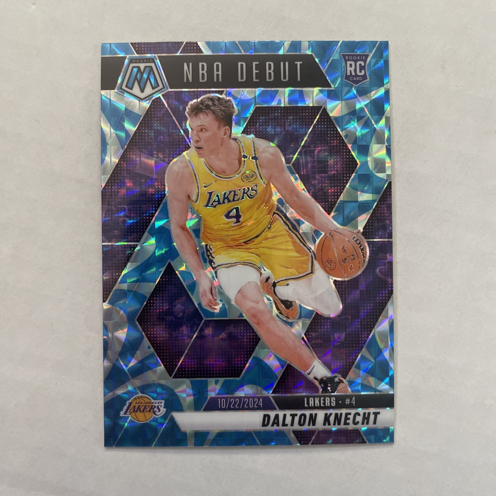 Dalton Knecht RC: 2024-25 Panini Mosaic #264 NBA Debut Blue Reactive- LA Lakers