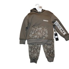 Brooklyn Kids Hoodie Pullover and Joger Size 4 Brown Color New with Tags