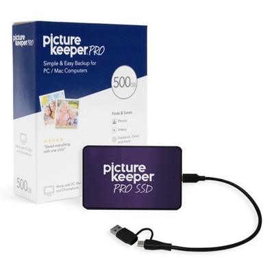 NEW Picture Keeper Pro 500GB Photo Backup USB Drive PC Mac Storage W/ Case