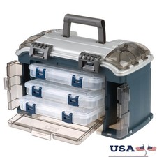 Angled Tackle Organizer W/ 3 Utility Boxes Bulk Storage Easy Access Outdoors New