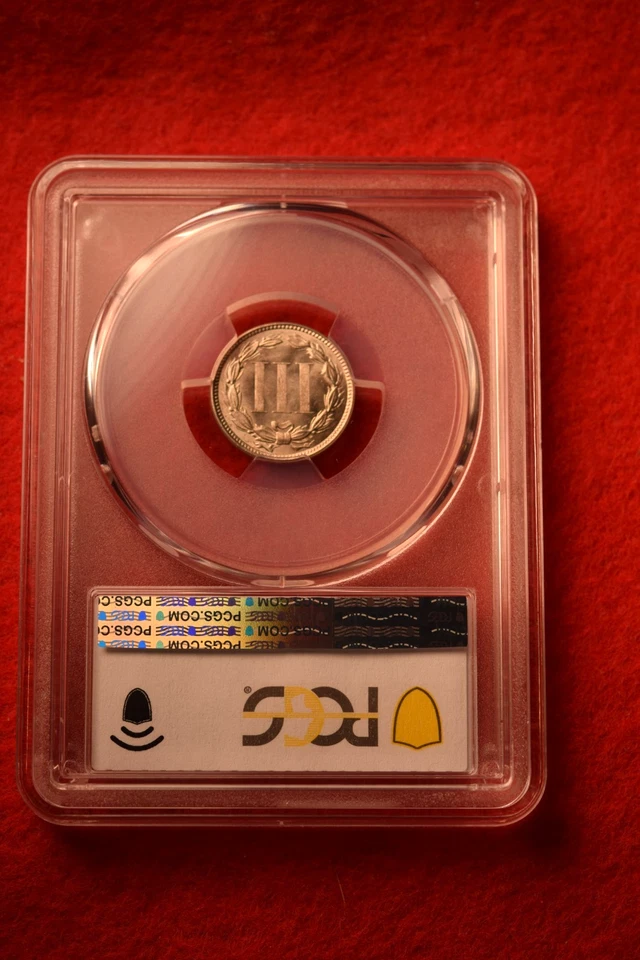 1875 THREE CENT PIECE PCGS CERTIFIED MS--63 GORGEOUS WHITE COIN!   #9 - Image 3 of 3