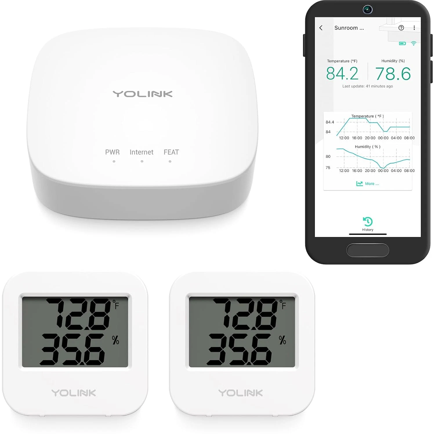 Smart Wireless Temp/Humidity Sensor for Freezer & Pet Monitoring - 2 Pack