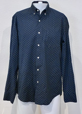 J Crew Shirt Mens M Navy Polka Dot Stretch Secret Wash Organic Cotton Slim Prep