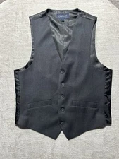 Men's Chama Renoir Suit Vest V-neck Adjustable Strap 5Button 2Pockets Black 34R