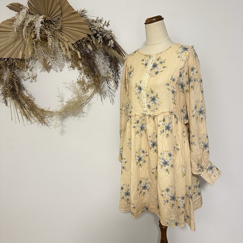 Oak Meadow Woman’s Floral Long Sleeve Dress Yellow Boho Size M Cotton - Picture 5 of 14