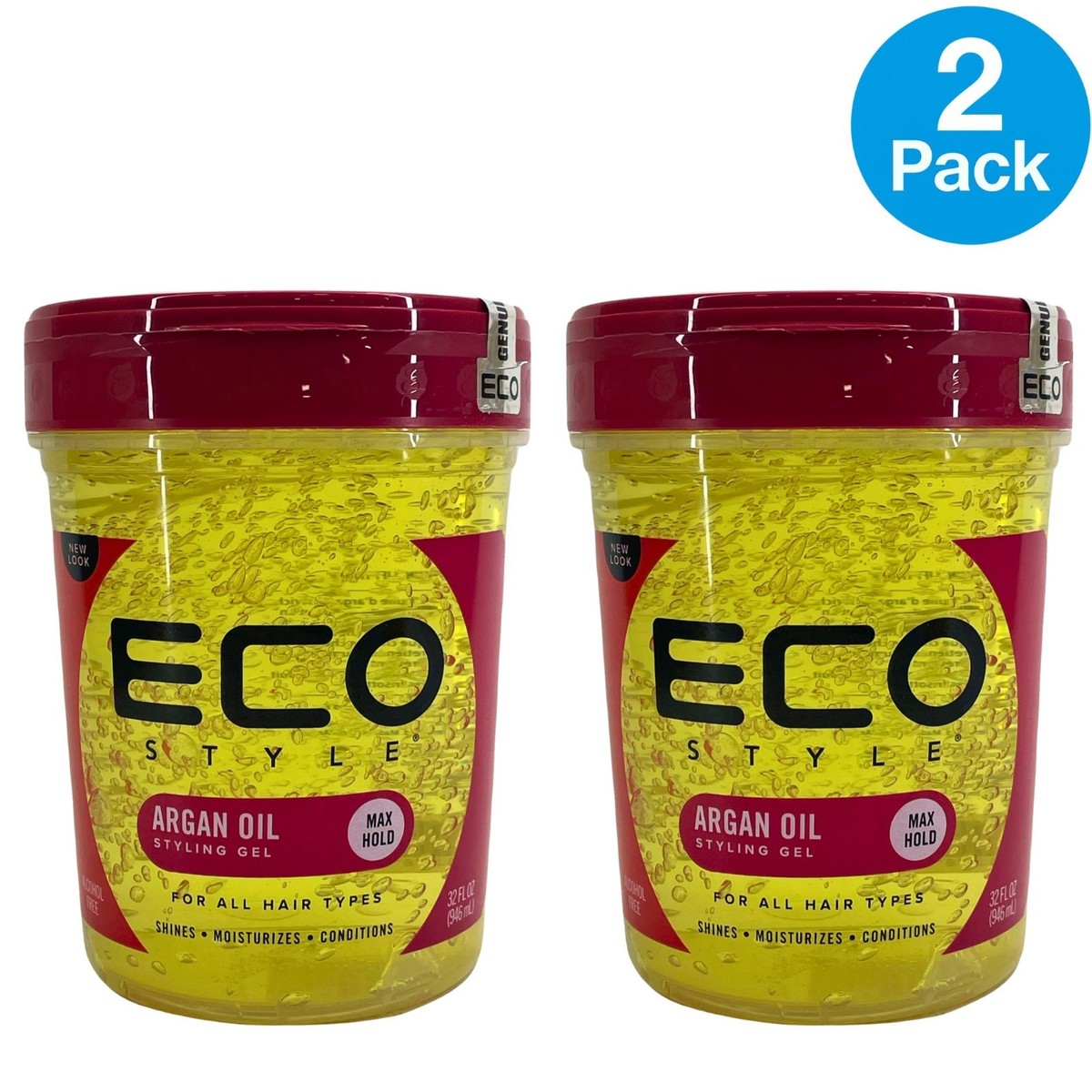 Eco Style Argan Oil Styling Gel Max Hold Alcohol Free 32 oz 2 Pack