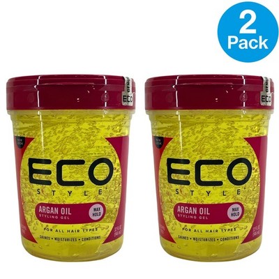 Eco Style Argan Oil Styling Gel Max Hold Alcohol Free 32 oz 2 Pack Bundle
