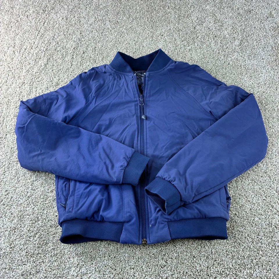 Lululemon Ivivva Reversible Bomber Jacket Kid Size Blue Floral Print Lightweight - Image 2 of 4