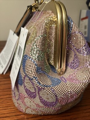Coach Kisslock Frame Bag 16 In Candy Rainbow Crystal Signature