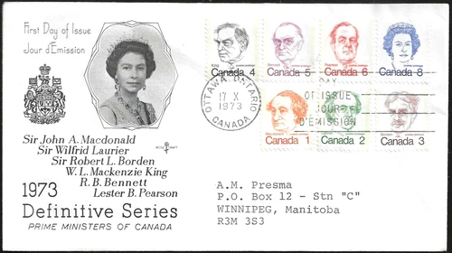 🍁Canada   #586-593A    "CARICATURES"  Fine Used  1973  Rosecraft  Cover