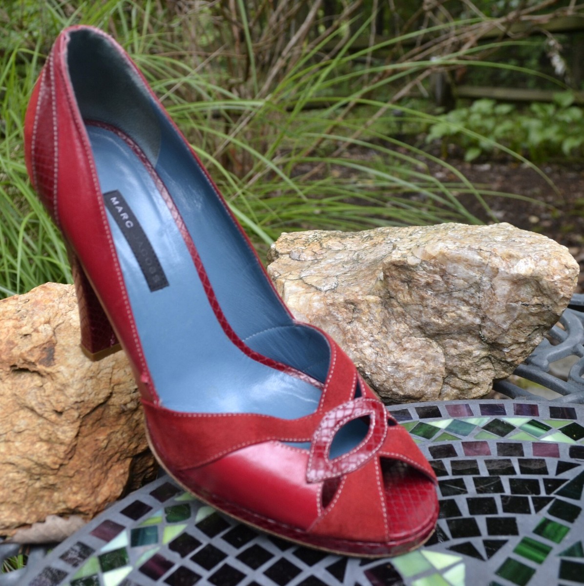 Marc Jacobs Shoes Size 10 Red Block Heels 4.5” Open Toe