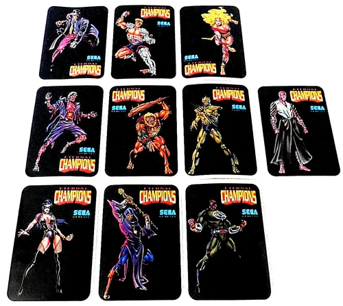 SEGA GENESIS ETERNAL CHAMPIONS COMPLETE 10-CARD PROMO STICKER CARD SET RARE HTF