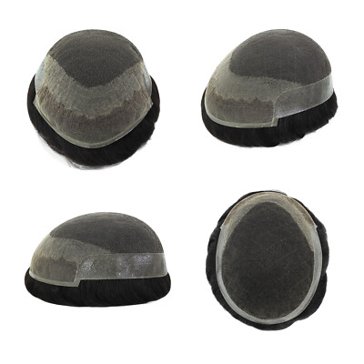 Mens Toupee French Lace Human Hair Replacement System Hairpiece Octagon Express