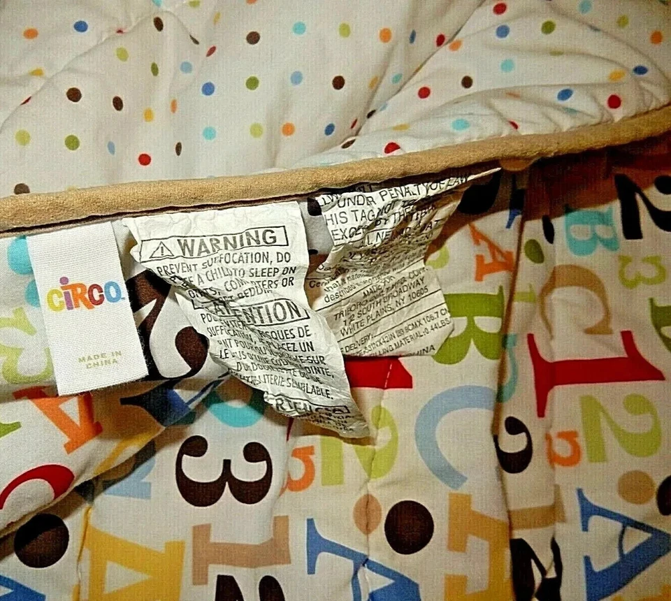 Juego de edredón y sábanas ajustables 5J vintage CIRCO ABC 123 puntos números del alfabeto Foto 3 de 4
