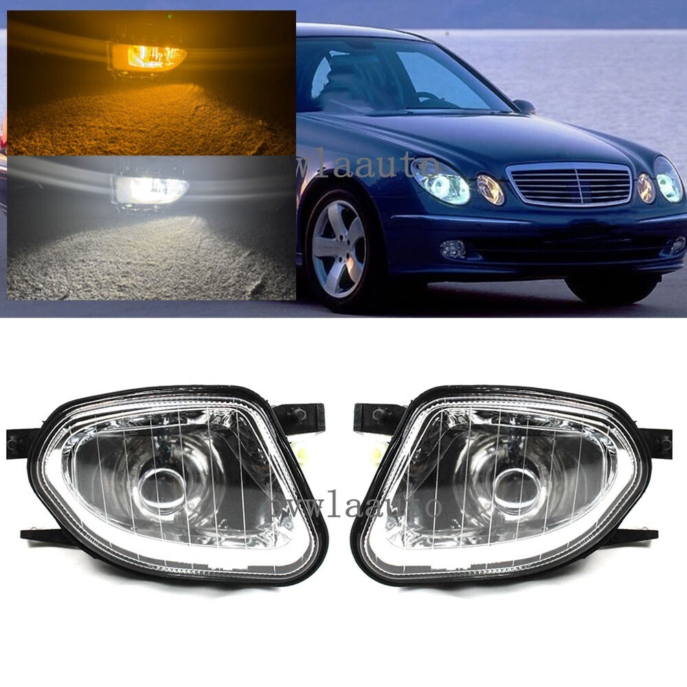 LED Amber Front Fog Lamp w/White DRL For Benz W211 ES320 E320 CDI