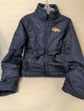 NWOT Girls Denver Broncos Black Full Zip Front Embroidered Jacket Med. 10/12