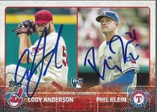 Cody Anderson Phil Klein Indians Rangers 2015 Topps Update Signed Card