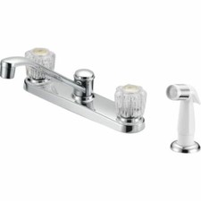 1 -Home Impressions Dual Handle Double Acrylic Knob Kitchen Faucet W/Side Spray