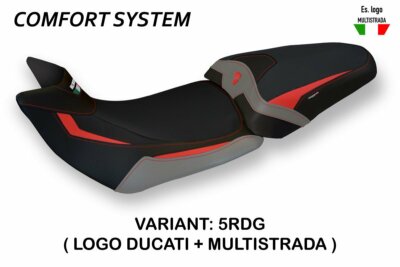 Ducati Multistrada 1260 Tappezzeria Italia Rote - Graue Sitzbezug Rutschfeste