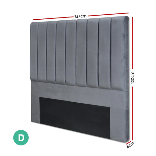 NNEDSZ Double Size Bed Head Headboard Bedhead Bed Frame Base VELA Grey Fabric - Picture 2 of 7