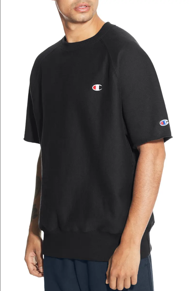 NEW CHAMPION BLACK REVERSE WEAVE SHORT SLEEVE SWEATSHIRT SZ S SMALL | eBay